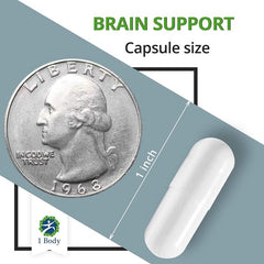 Focus Boost with Ginkgo Biloba – 1 Body Brain Support, 90 capsules for mental clarity.