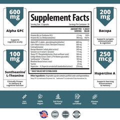 1 Body Brain Support Focus Boost – Natural cognitive support supplement, 90 vegan capsules.