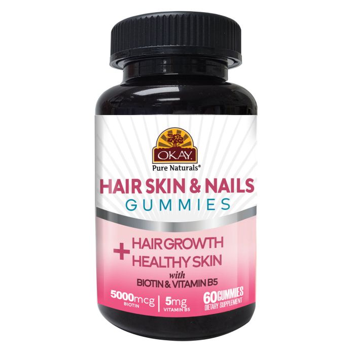 Okay Gummies Hair Skin Nails 60 Count Cream Soda Flavor Vitamin B5
