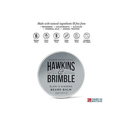 Close-up of Hawkins & Brimble Beard Balm showing creamy texture and natural ingredients