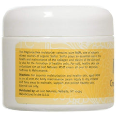 At Last Naturals MSM Cream Moisturizer Vitamin E 2 Oz