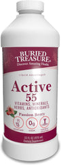Buried Treasure Active 55 Plus dietary supplement bottle with 32 servings for healthy aging