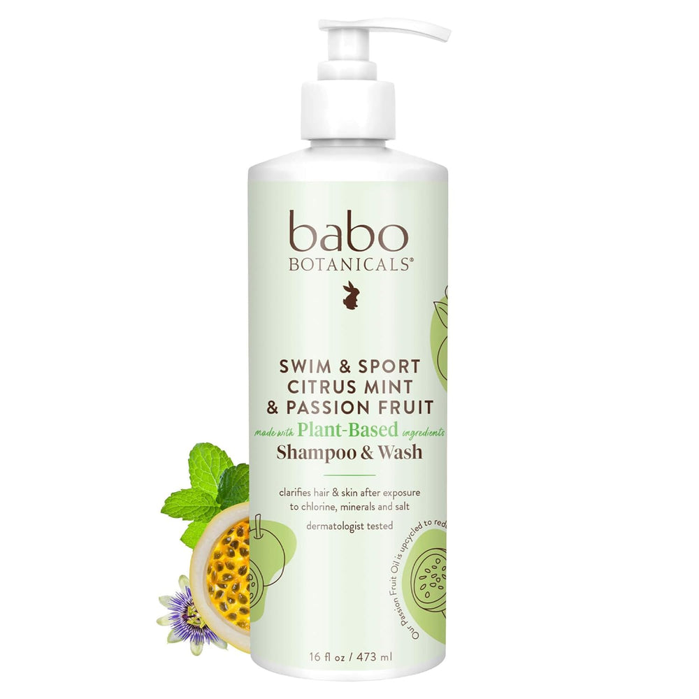 Citrus mint and passion fruit hair and body cleanser by Babo Botanicals for active lifestyles