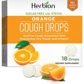 Orange flavored sugar-free cough drops soothing throat and suppressing cough, 18 count pack