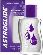 Water-based Astroglide lubricant designed for easy clean-up and smooth application