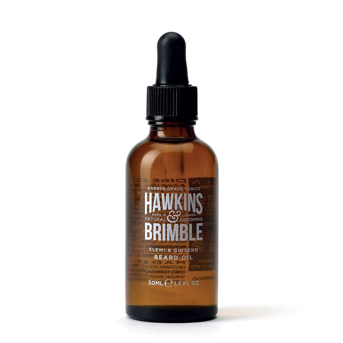 Hawkins & Brimble Elemi & Ginseng Beard Oil 50ml bottle with natural nourishing oils for beard care