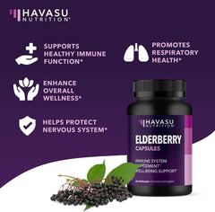 Vegetarian black elderberry supplement for adults, 60 capsules