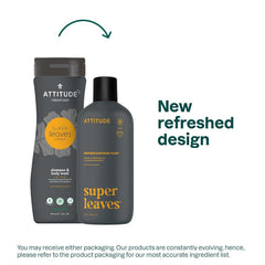 Dermatologist-tested ATTITUDE hair and body wash with ginseng and grapeseed oil