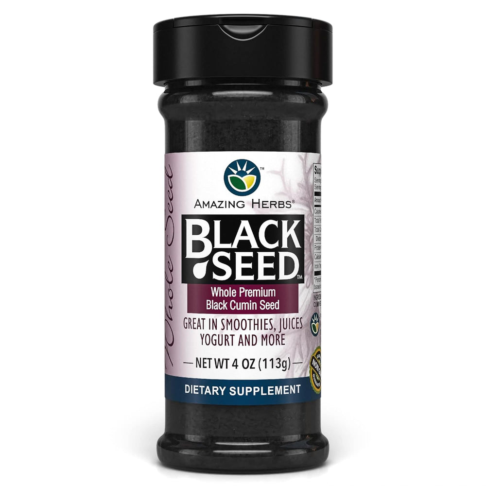 Amazing Herbs Black Seed Whole Premium Black Cumin Seed 4 oz bottle
