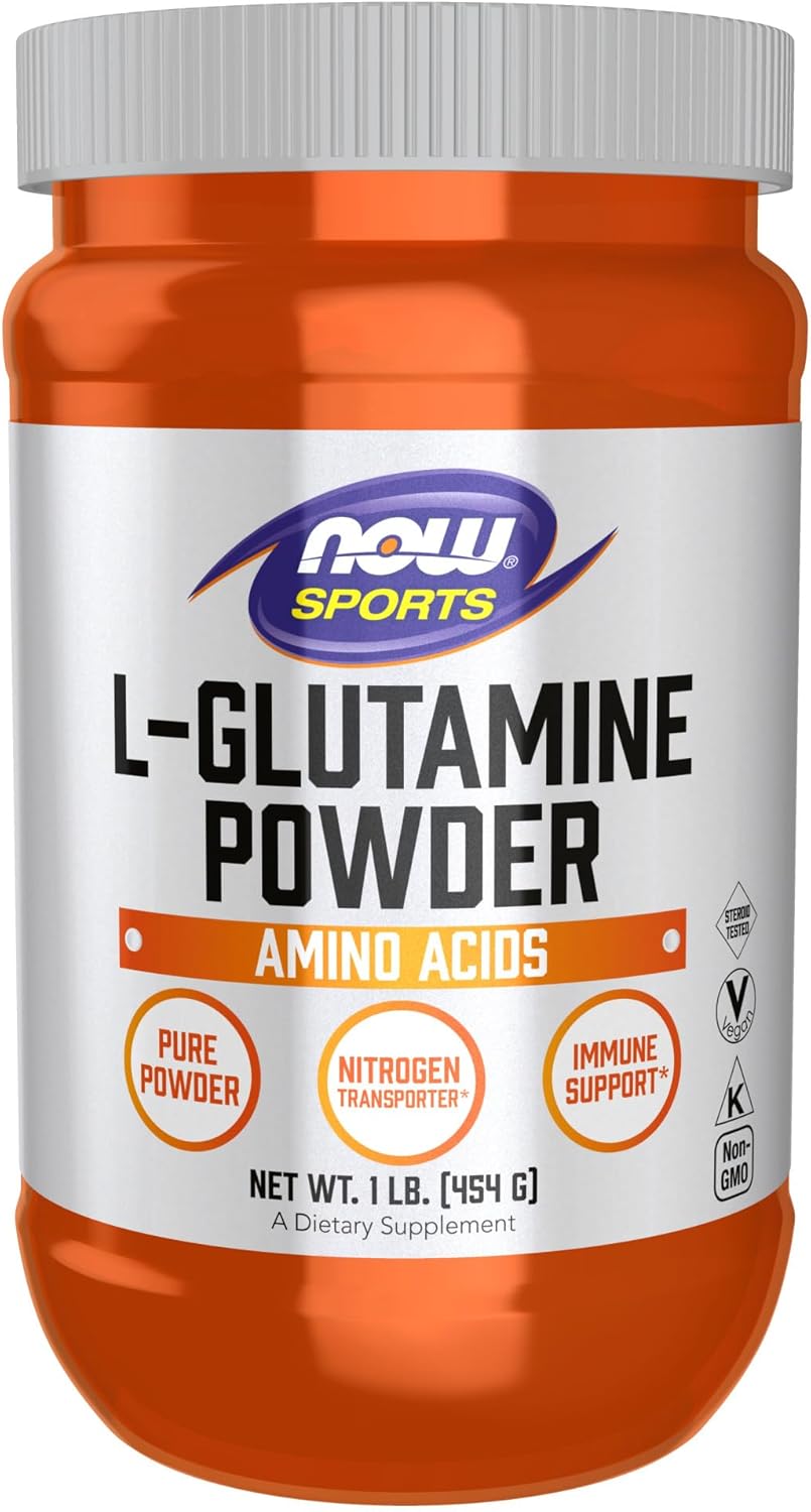 Supplement facts label for NOW Sports L-Glutamine 5g serving