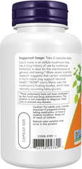 NOW Lion’s Mane 500 mg Super Mushroom – 60 Veg Capsules