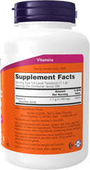 NOW Foods Vitamin C Crystals powder bottle, 8 oz pure ascorbic acid for immune support