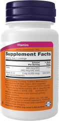 NOW Foods B-12 5000 mcg lozenges supplement for energy production and daily wellness