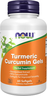 NOW Turmeric Curcumin Gels 60 softgels bottle front label