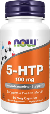 NOW Foods 5-HTP 100 mg vegan capsules with Griffonia seed extract, 60 count.
