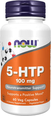 NOW Foods 5-HTP 100 mg vegan capsules with Griffonia seed extract, 60 count.
