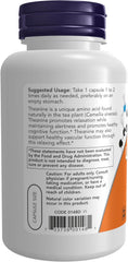NOW L-Theanine 200 mg with Inositol bottle for stress management and calm focus support.