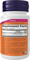 NOW Foods Vitamin D3 2,000 IU softgels for bone and immune support