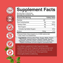 Nature’s Craft Fiber Gummies supplement facts showing 5 g dietary fiber