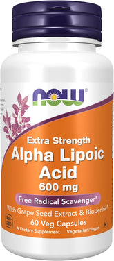 Extra Strength Alpha Lipoic Acid 600 mg Veg Capsules 60 count bottle front view