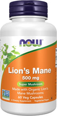 NOW Lion’s Mane 500 mg Super Mushroom – 60 Veg Capsules