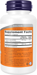 NOW NAC 600 mg with molybdenum supplement bottle for antioxidant and cellular support, 100 capsules.