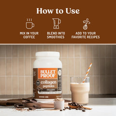 Chocolate collagen peptides powder with 19g protein for skin, bones, and joints
