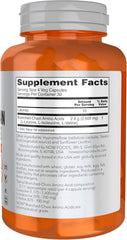 NOW Sports BCAA supplement facts label with 2.6 g branched-chain amino acids