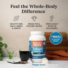 Bulletproof collagen protein powder in vanilla flavor with amino acids and MCT oil