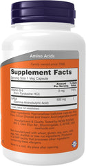 NOW GABA 500 mg 100 Veg Capsules bottle with non-GMO supplement label.
