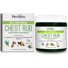 Close-up of Herbion Naturals Chest Rub ointment with eucalyptus and clove oils