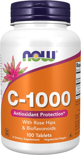 NOW Foods Vitamin C 1000 mg tablets bottle for collagen and daily wellness support