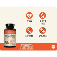 NatureWise Curcumin Turmeric 2250mg BioPerine Organic Ginger 90 Caps