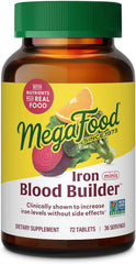 MegaFood Iron Blood Builder Minis 72 tablets bottle with Non-GMO verified seal