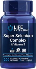 Supplement facts label for Life Extension Super Selenium Complex and Vitamin E