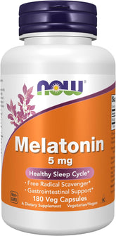 Melatonin 5 mg Veg Capsules 180 count bottle front view