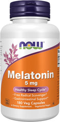 Melatonin 5 mg Veg Capsules 180 count bottle front view