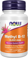 NOW Foods Methyl B-12 120 lozenges bottle for energy metabolism and daily B12 support