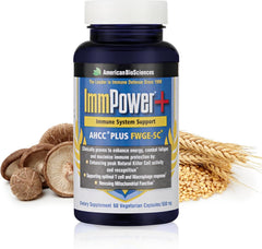 American BioSciences ImmPower Plus AHCC and FWGE-SC 60 vegetarian capsules bottle