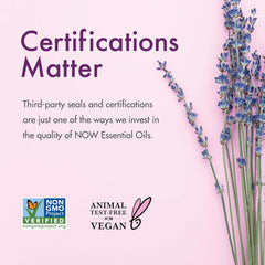 NOW Essential Oils infographic showing diffusion skin bath and cosmetic uses