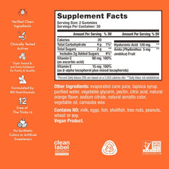 Close-up of HUM Hyaluronic Glow Gummies Bottle with Low Molecular Hyaluronic Acid