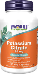 NOW Foods Potassium Citrate 180 count bottle for muscle and nerve health support