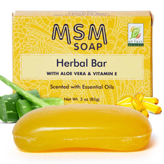 At Last Naturals MSM Body Soap Bar – Herbal Moisturizing Cleanser with Aloe Vera, Vitamin E & Essential Oils for Sensitive Skin, 3 Oz
