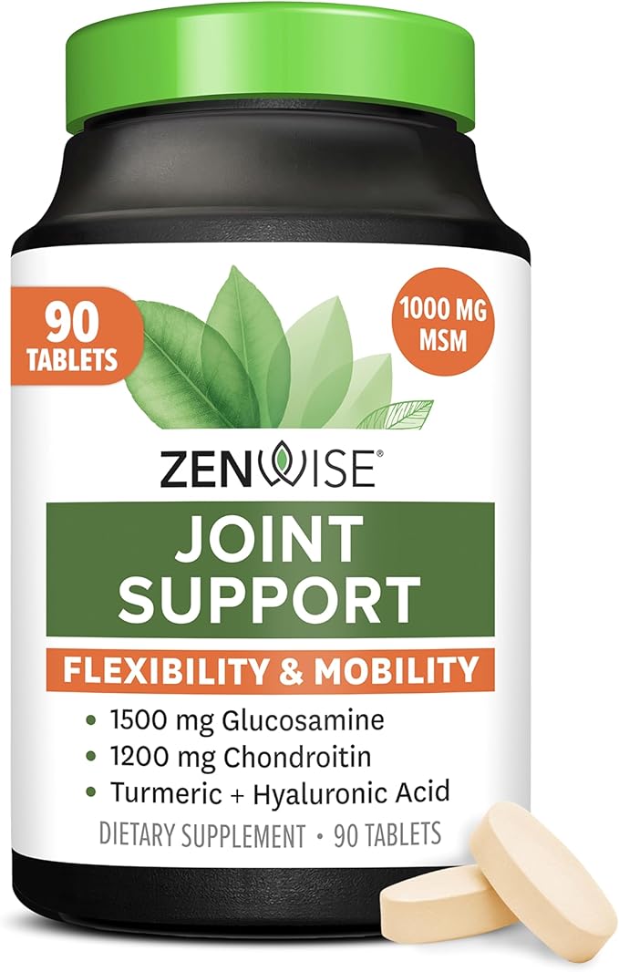 Zenwise Joint Support supplement bottle with glucosamine chondroitin MSM and turmeric formula