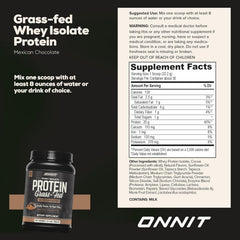 Onnit Grass Fed Whey Isolate Protein Flavored Sugar Free Supplement