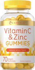 Carlyle Vitamin C and Zinc Gummies lemon flavor vegan immune support supplement 70 count