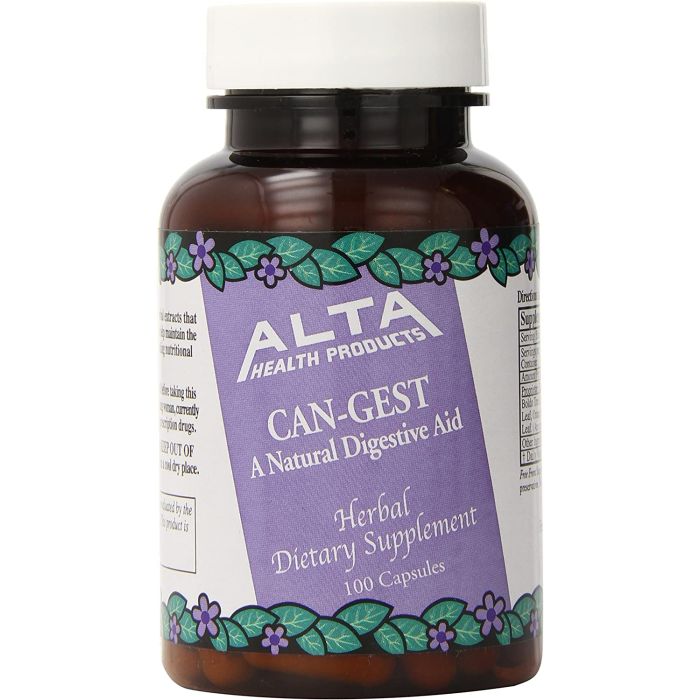 "Alta Can-Gest formula – natural constipation and bloating relief in capsule form"