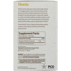 "Back label of Alvita Nettle Tea showing USDA Organic and Non-GMO certifications"