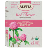 "Front view of Alvita Red Clover Tea package with USDA Organic badge"