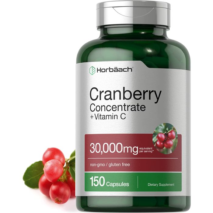 Horbaach Cranberry Concentrate 30000mg Vitamin C 150 Caps Gluten Free